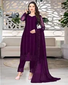 Net Solid Kurta Set with Dupatta for Women 
