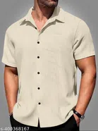 Half Sleeves Shirt for Men (Cream, S)