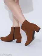 Shoetopia Solid Synthetic Heeled Boots Beige 