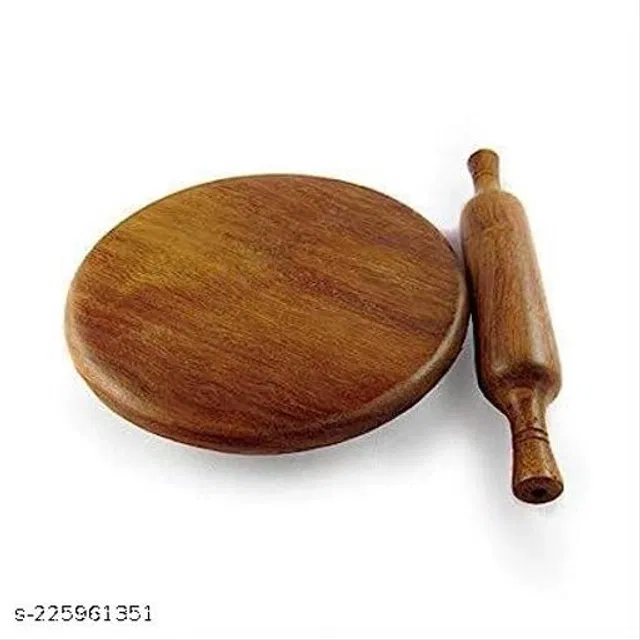 Wooden Rolling Pin & Board Polpat (Brown, Set of 1)