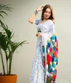 Cotton Linen Printed Saree for Women 