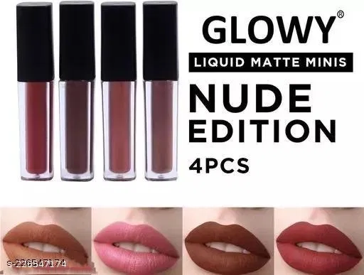 Liquid Lipstick for Women (Multicolor, Pack of 4)