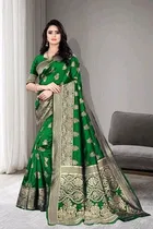 Silk Woven Design Saree for Women, Green 