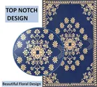 Furnishing Hut Floral Self Design Cotton 4 Seater Center Blue Table Cover 36x54in