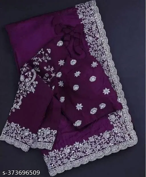 Georgette Solid Saree For Women, Multicolor