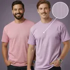 Polyester Round Neck T-shirt for Men, Multicolour, Pack of 2 