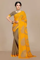 Kanooda Prints Georgette Women Saree With Un-stitched Blouse 