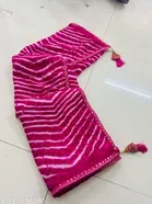 Georgette Printed Saree for Women, Pink 