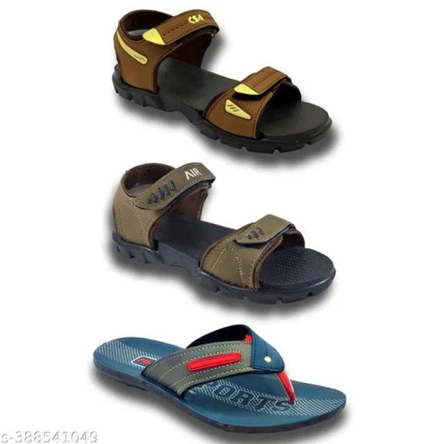 Sandals with Flipflop for Men (Multicolor, 8) (Pack of 3)