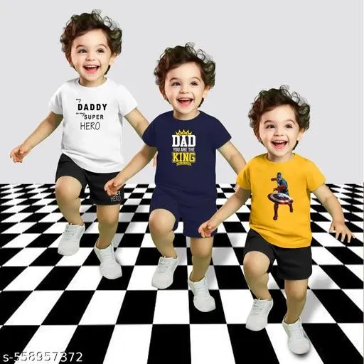 Cotton Blend Printed Clothing Set for Boys, Multicolour, Pack Of 3 (2-3 Years)