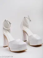 [149] White Solid Pointed Toe Pumps for Women 