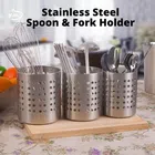 Stainless Steel Cutlery Holder (Silver, Pack of 3)
