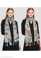 Chiffon Scarves for Women, White, Pack of 2
