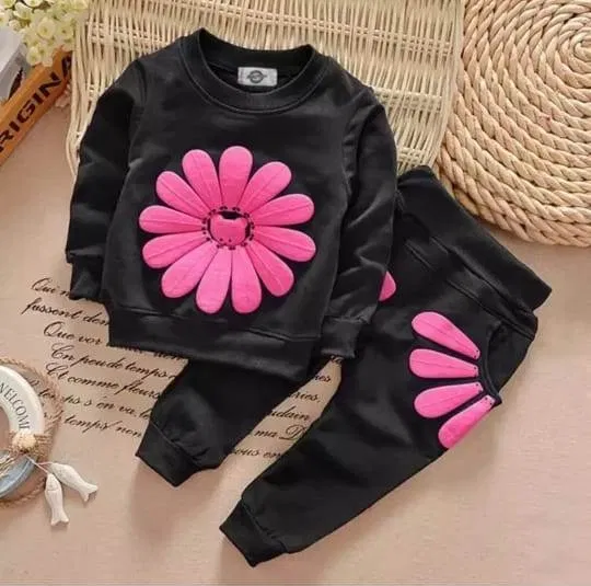 Hosiery Printed T-Shirt with Pant Set for Kids (Black, 18-24 Months)