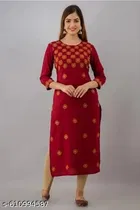 Floral Embroidered Rayon Kurti for Women 