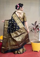Silk Woven Design Saree for Women, Black 