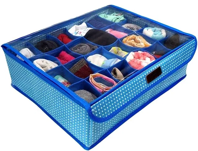 Non-woven Foldable Cloth Cover cum Organizer (Blue)
