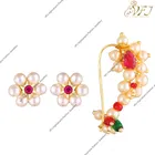 Alloy Nath Nosepins & Earrings Set for Women (Multicolor, Set of 2)
