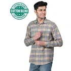 Cotton Blend Full Sleeves Chequered Shirt for Men 