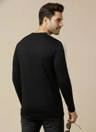 Polyester Printed T-shirt for Men, Black 