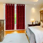 Velvet Emboss Red Window Blackout Curtain 5ft Combo 