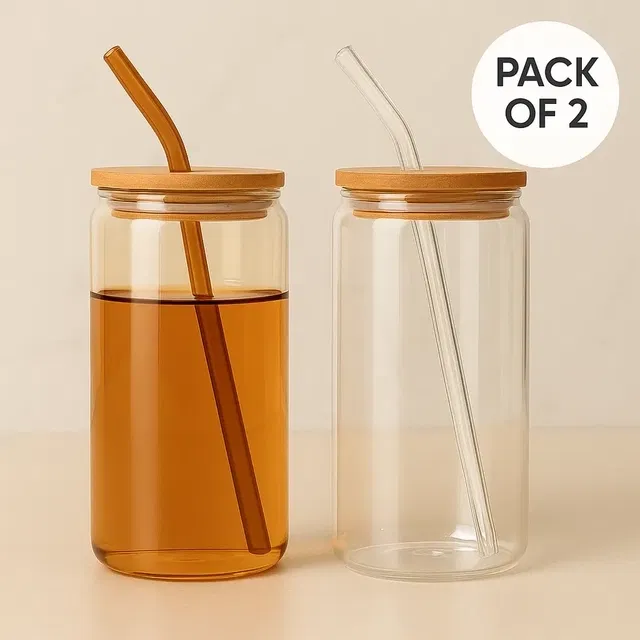 Afast Coffee, Juice, Soft drink tumbler with straw and wooden lid, 200 ml (Pack of 2)