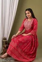 Rayon Kurti for Women, Pink 