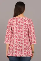 Cotton Floral Print Short Kurti for Women 