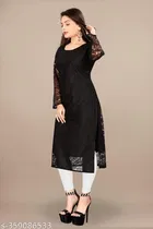 Net Kurti for Women, Black & White, Pack of 2 