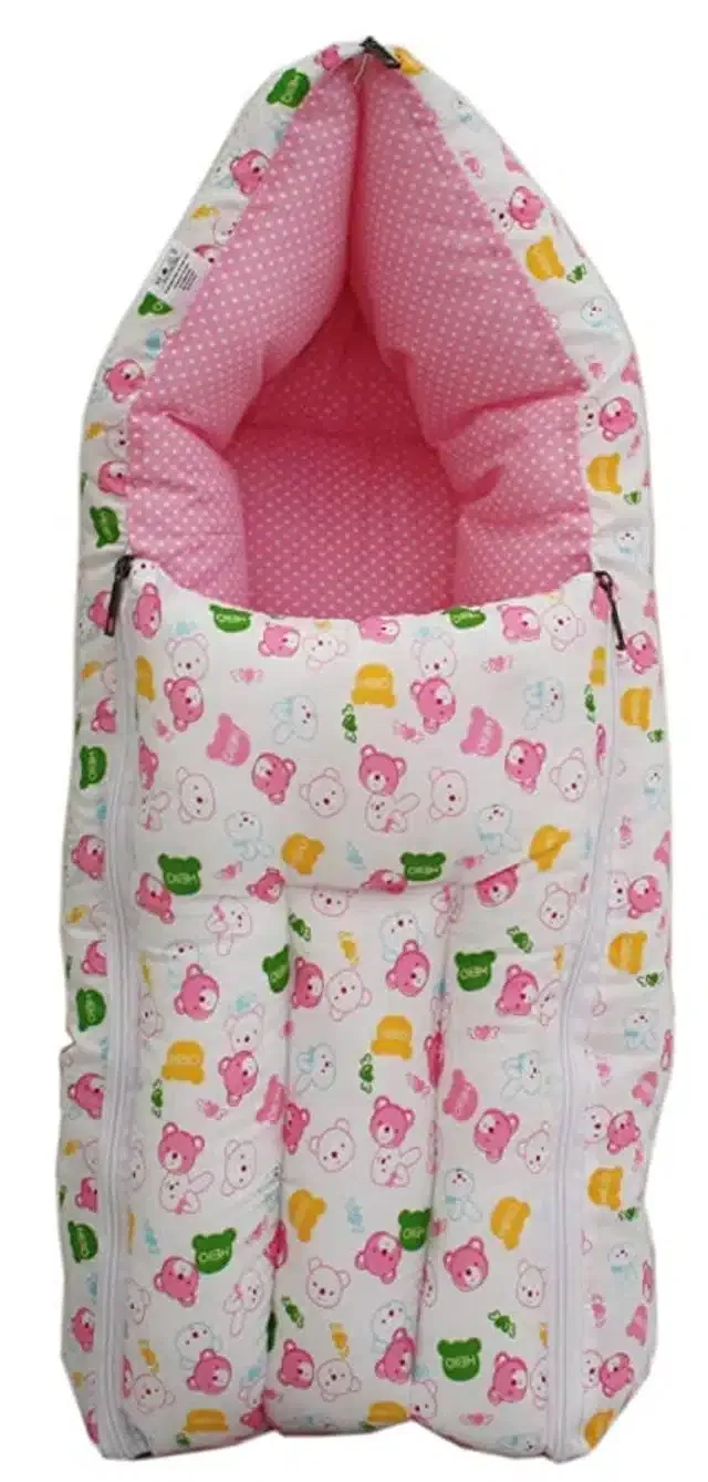 Printed Baby Sleeping Bag for New Born & 0-8 Months Old (Pink)