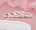Silver Plated Alloy Bangles for Women, Silver, Pack of 4 