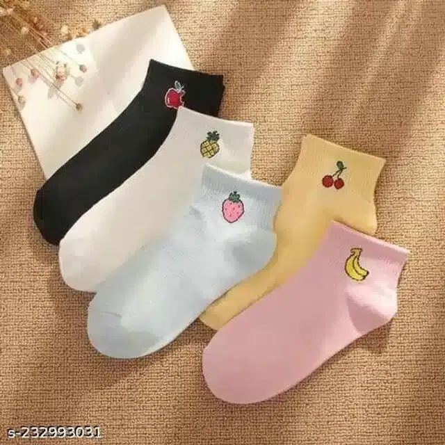 Cotton Socks for Women (Multicolor, Set of 5)