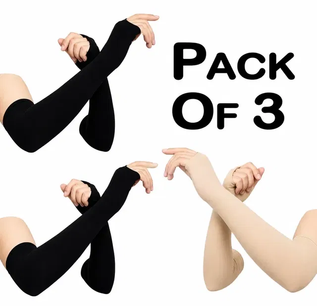 Polyblend Arm Sleeves (Multicolour, Free Size)