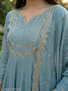 Embroidered Flared Kurta Set for Women 