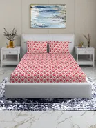 Arch Fab White Pink Floral Flat Double Bedsheet 88X90 Inch