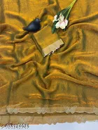 Organza Solid Saree For Women, Yellow