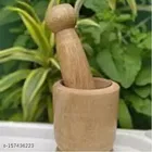 Wooden Carved Mortar & Pestle, Brown, Set of 1
