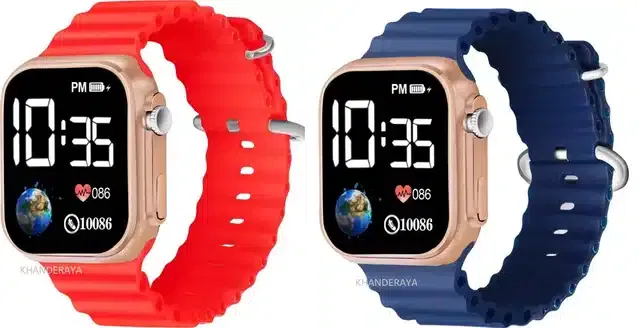 Electronic LED Digital Watch for Kids (Multicolor, Pack of 2)