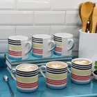 6 Pcs Ceramic Tea & Coffee Cup Set - Multicolour