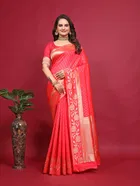 Silk Woven Design Saree for Women, Dark Pink 