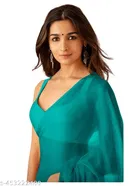 Plain Pure Georgette Alia Bhatt Saree for Women 