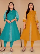 Solid Cotton Blend Kurti for Women, Pack of 2 