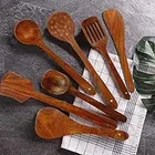 Wooden Utensils Set for Kitchen (Brown, Set of 7)