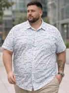 Cotton Blend Printed Shirt for Men, Off White 