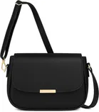 Synthetic Leather Sling Bag for Women (Black)