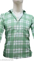 Cotton Blend Checked Shirt for Men, M.Green & L-Green 