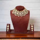 Handicraft Premium Quality Kundan Chokar Necklace Set, White