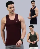 Lux Parker Cotton Solid Vest for Men, Pack of 3, Assorted (90 cm)