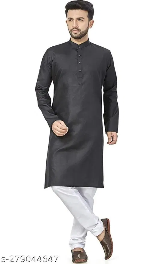 Kurta for Men (Black, L)