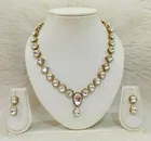 Modern Kundan Stone Work Necklace Set for Women & Girls, White